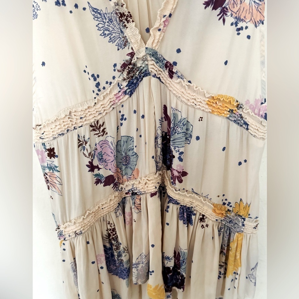 Free People Purple Haze Cream Combo Floral Tunic Top/Mini Dress - Picture 8 of 13